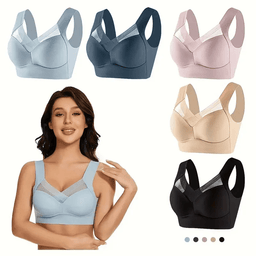 Plus-size lace-panel seamless sports bra with pads, view 11