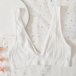 Seamless ribbed deep-V bralette, unlined, view 5