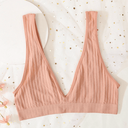 Seamless ribbed deep-V bralette, unlined, view 9