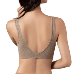 Seamless ribbed deep-V bralette, unlined, view 17