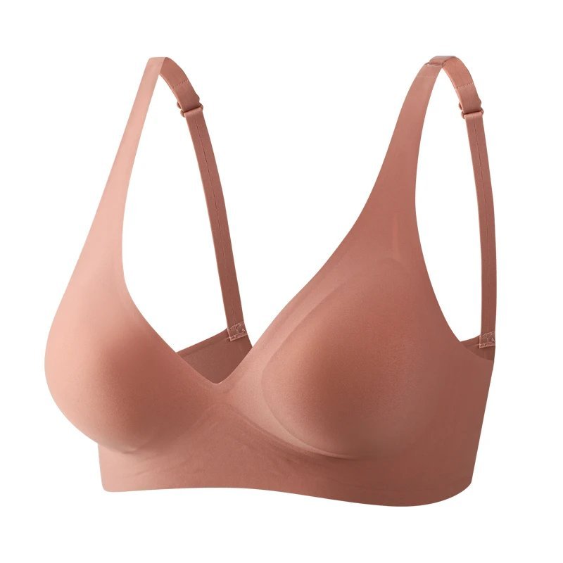 Soft deep-V wireless bra with thin padded cups, view 2