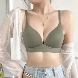 Seamless deep-V wireless push-up bra with fixed cups, view 5