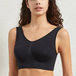 Unlined seamless crop-top sports bralette, view 18