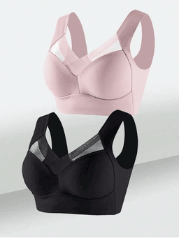 Padded lace wire-free sports bralette, 2-pack, view 2