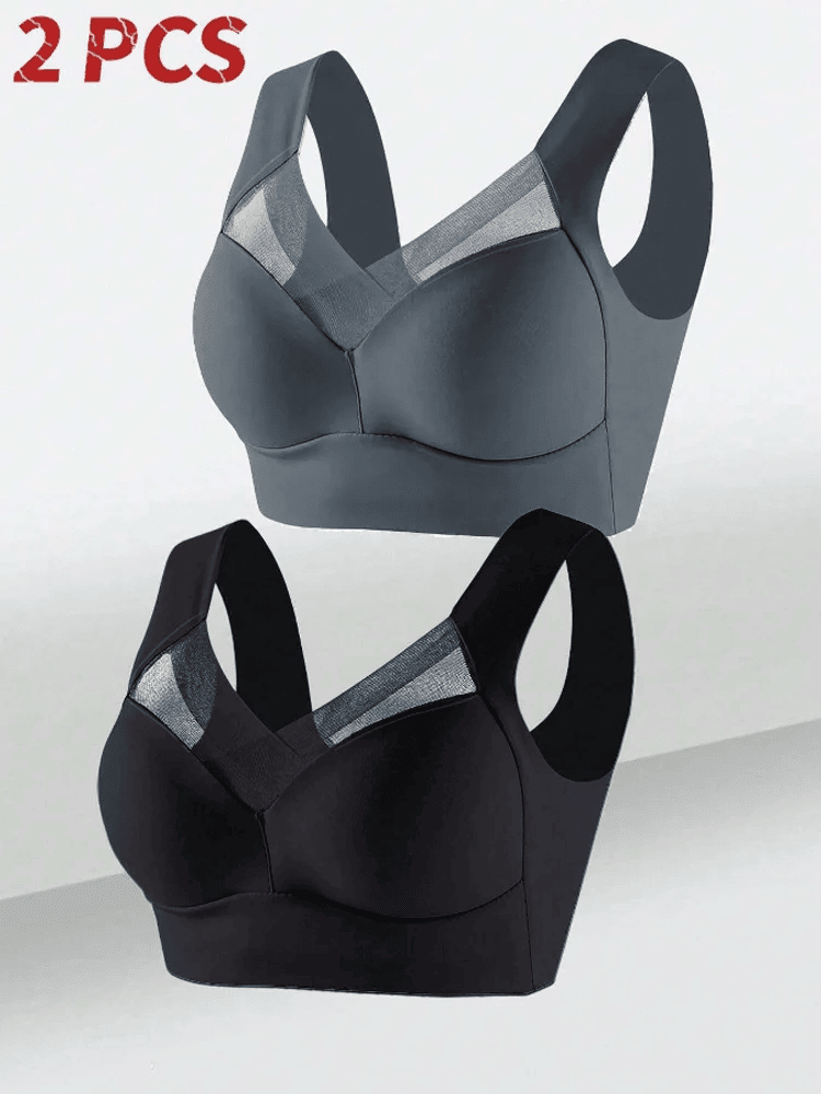 Padded lace wire-free sports bralette, 2-pack, view 3