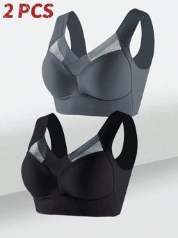 Padded lace wire-free sports bralette, 2-pack, view 3