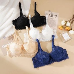 Embroidered lace underwire push-up bra, view 6