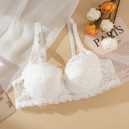 Embroidered lace underwire push-up bra, view 4