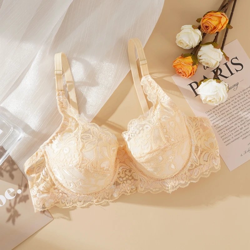 Embroidered lace underwire push-up bra, view 5