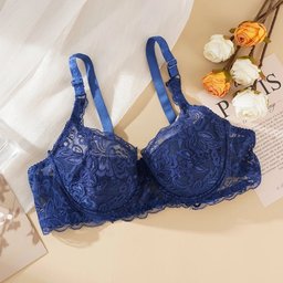 Embroidered lace underwire push-up bra, view 2