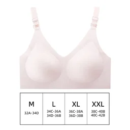 Thin deep-V seamless wireless bra with four-hook back, view 2