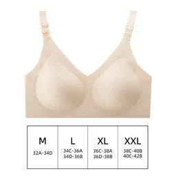 Thin deep-V seamless wireless bra with four-hook back, view 6