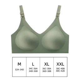 Thin deep-V seamless wireless bra with four-hook back, view 4