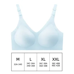 Thin deep-V seamless wireless bra with four-hook back, view 5