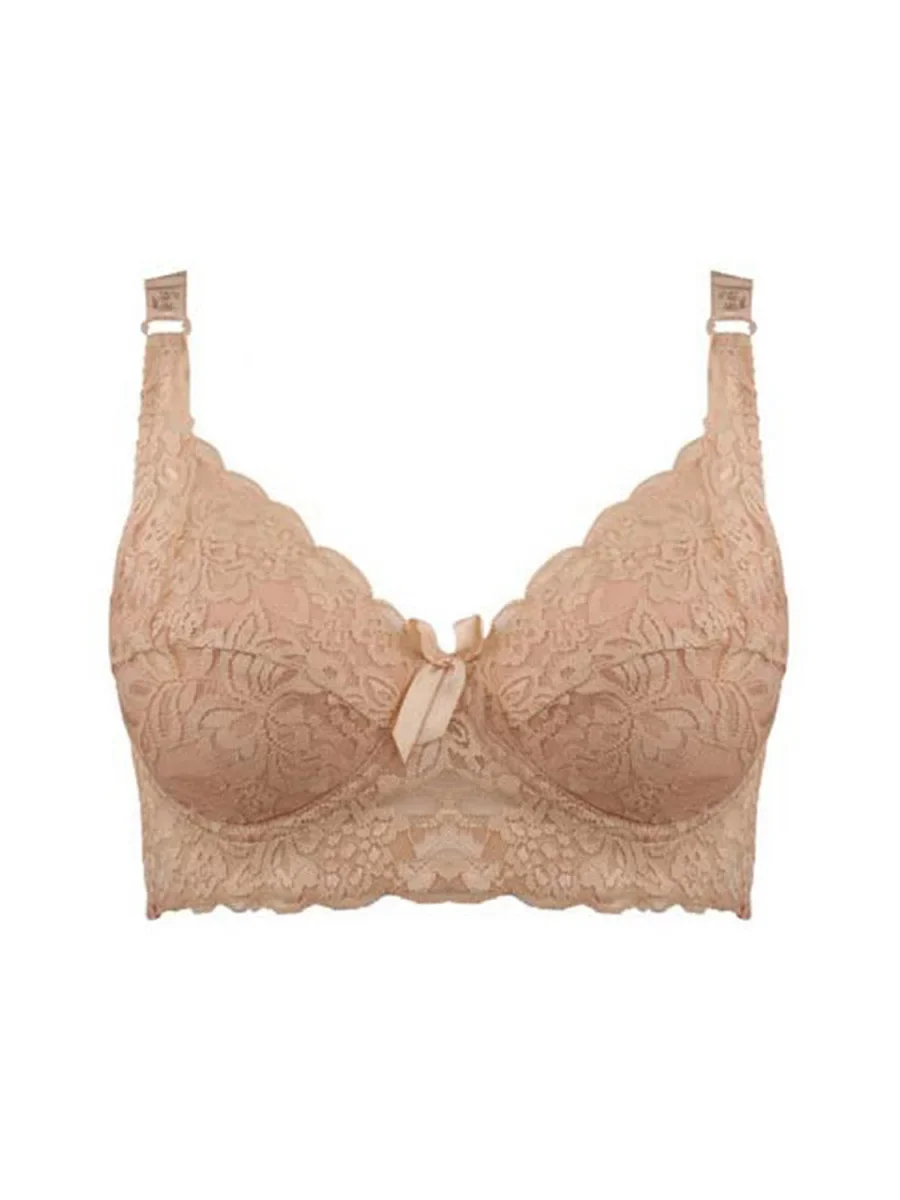 Wireless lace full-cup bra with thin molded cups, view 7
