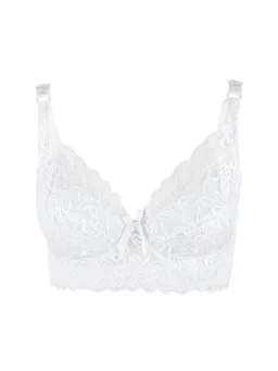 Wireless lace full-cup bra with thin molded cups, view 3