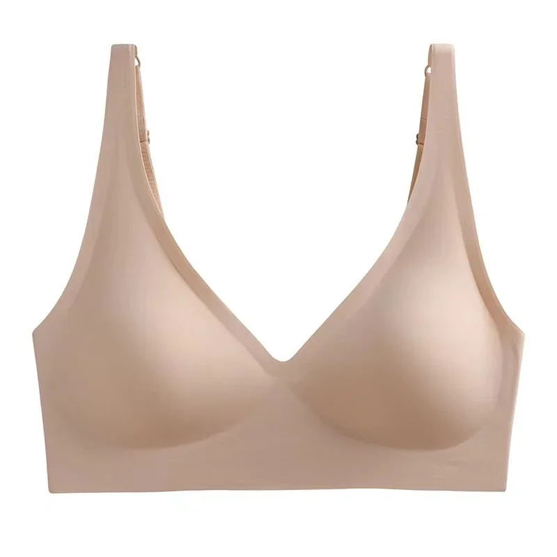 Seamless V-neck wireless lift bra with thin cups, view 6