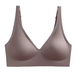 Seamless V-neck wireless lift bra with thin cups