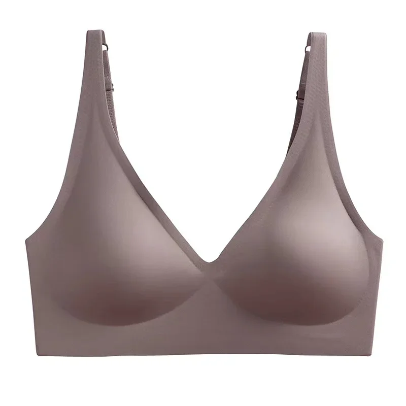 Seamless V-neck wireless lift bra with thin cups