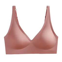 Seamless V-neck wireless lift bra with thin cups, view 4