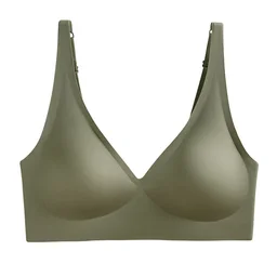 Cool-touch seamless deep-V wireless push-up bra
