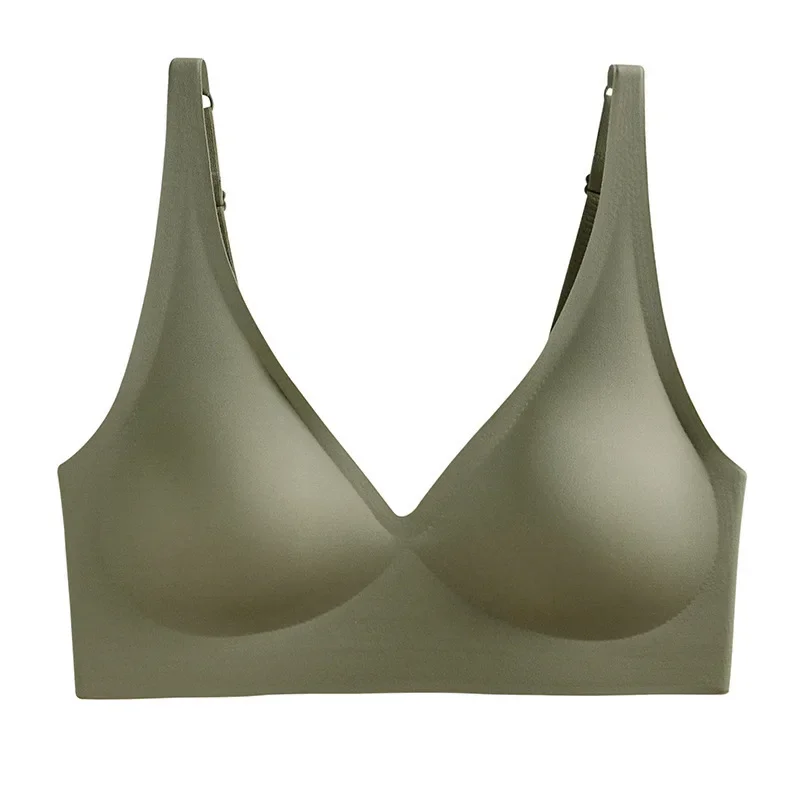 Cool-touch seamless deep-V wireless push-up bra