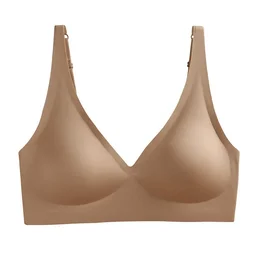 Cool-touch seamless deep-V wireless push-up bra, view 3