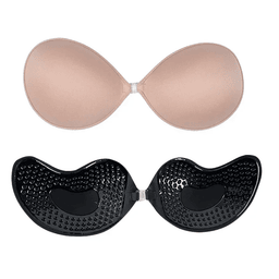 Reusable silicone adhesive push-up bra with front closure, view 2