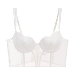 Sheer lace push-up bra with corset boning