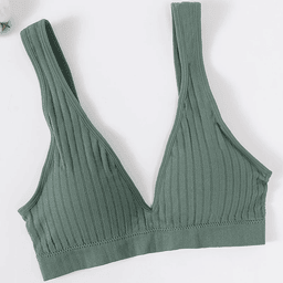 Wide-strap ribbed deep-V bralette, view 9