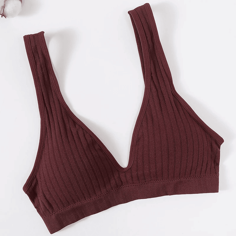 Wide-strap ribbed deep-V bralette, view 8