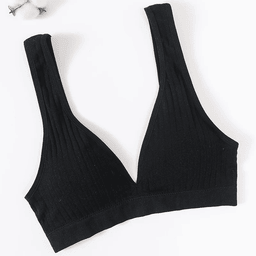 Wide-strap ribbed deep-V bralette, view 6