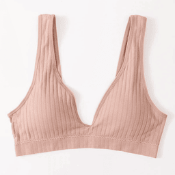 Wide-strap ribbed deep-V bralette, view 4