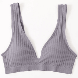 Wide-strap ribbed deep-V bralette, view 12