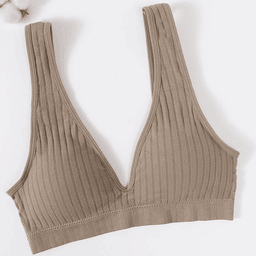 Wide-strap ribbed deep-V bralette, view 3