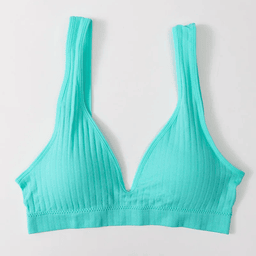 Wide-strap ribbed deep-V bralette, view 2