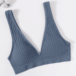 Wide-strap ribbed deep-V bralette, view 10