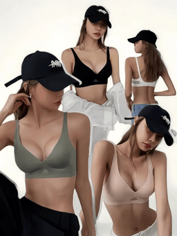 Deep-V wireless push-up bra with mesh side panels, view 10