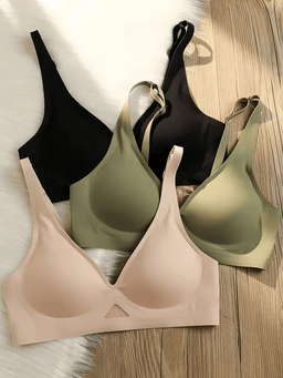 Deep-V wireless push-up bra with mesh side panels, view 14