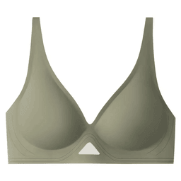 Deep-V wireless push-up bra with mesh side panels, view 2