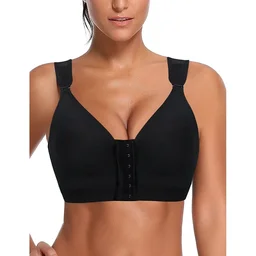 Front-closure sports bra with criss-cross back, view 6