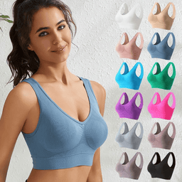 Wide-strap seamless tank bra with built-in lining, view 15