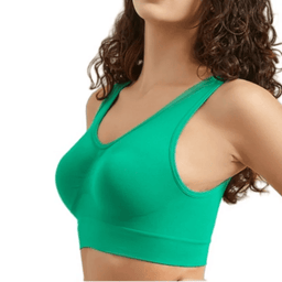 Wide-strap seamless tank bra with built-in lining