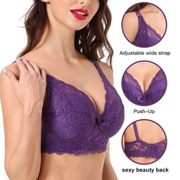Lace full-cup underwire bra, lightly padded, view 9