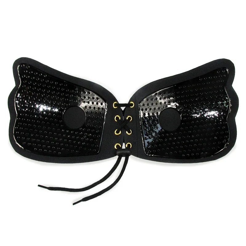 Strapless adhesive silicone push-up bra with drawstring, view 3