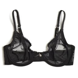Unlined sheer lace underwire plunge bra, view 3