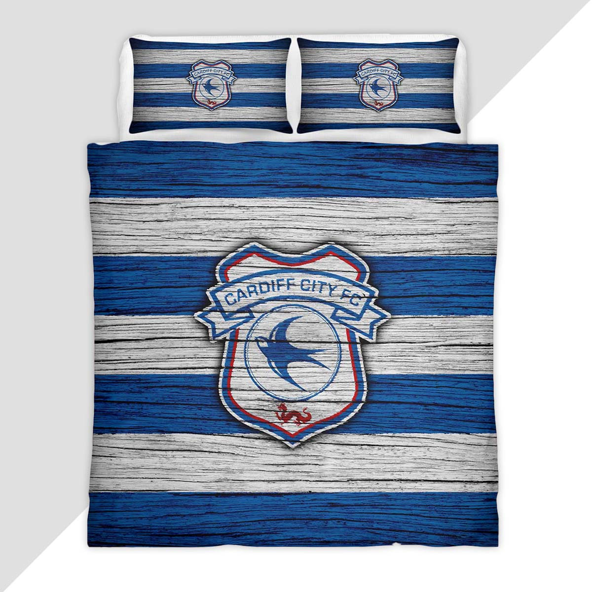 Cardiff City FC EFL Championship Wooden Background Duvet Cover - Cardiff City Bedding Set