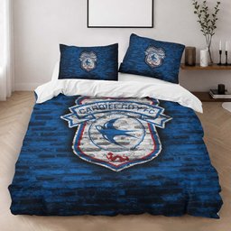 Cardiff City FC EFL Championship Blue Brick Wall Duvet Cover - Cardiff City Bedding Set 2