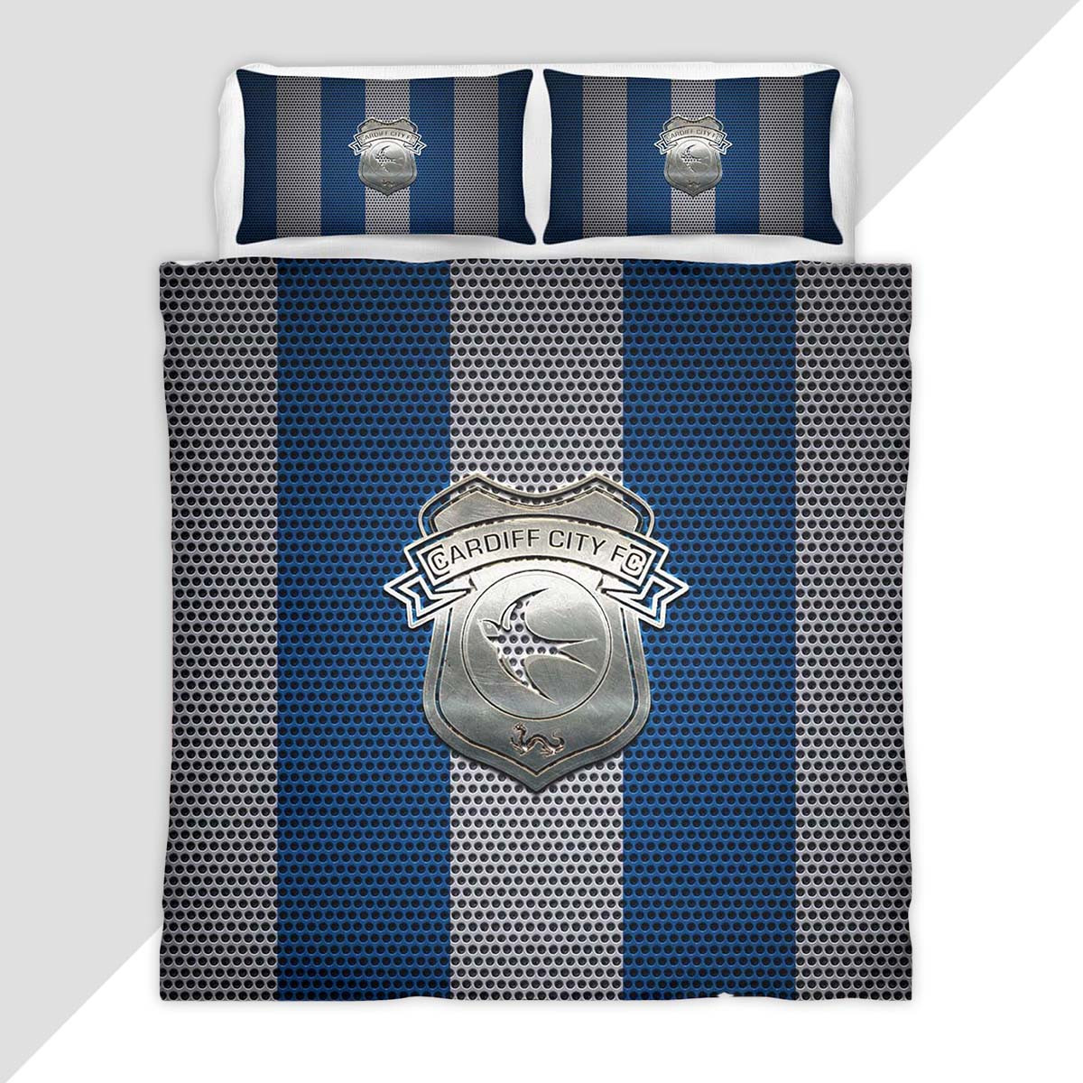 Cardiff City FC EFL Championship Blue White Metal Mesh Duvet Cover - Cardiff City Bedding Set