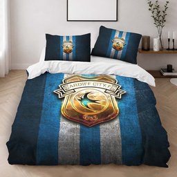 Cardiff City FC EFL Championship Blue Metal Duvet Cover - Cardiff City Bedding Set 2